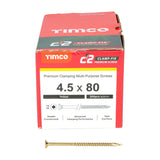 4.5 x 80 Timco Countersunk TX25 Clamp Fix C2 Woodscrews Yellow 45080C2C