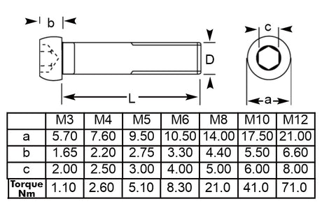 M5 x 70 Socket Button Screws, Stainless Steel A2 (304), ISO 7380