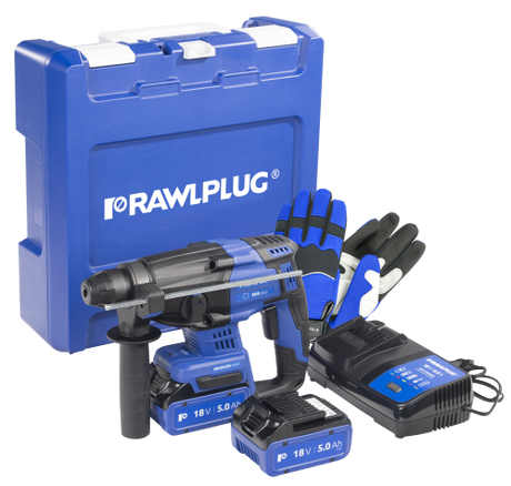 Rawlplug 18V Brushless SDS Hammer Drill with 2 x 5.0ah Batteries R-PRH18-XL2-UK