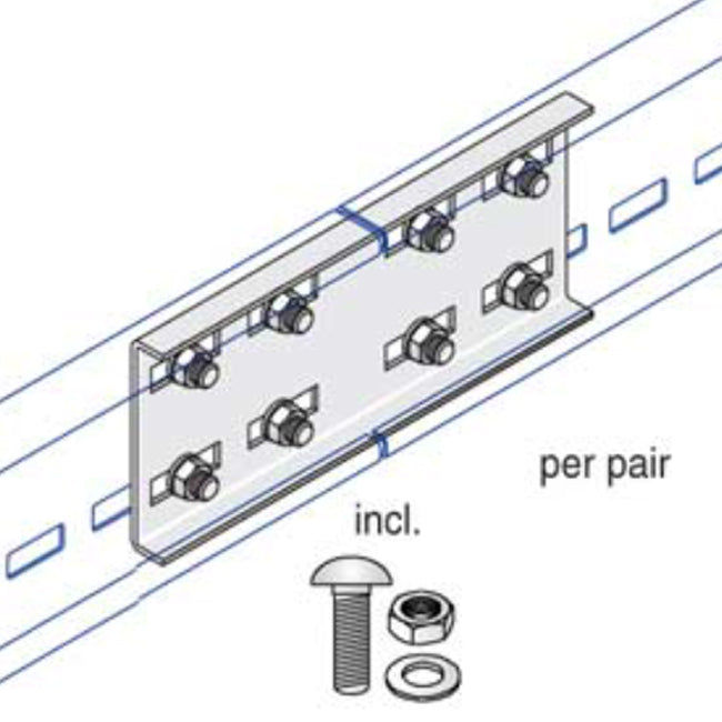 Unistrut U12/SP/HG 125mm Straight Coupler Hot Dipped Galvansied + Fixings Pair