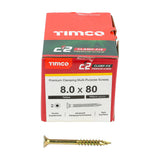 8.0 x 80 Timco Countersunk TX40 Clamp Fix C2 Woodscrews Yellow 80080C2C