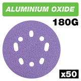 Trend Aluminium Oxide 125mm Random Orbit 180 Grit Sanding Discs, AB/125/180A/B, Pack of 50