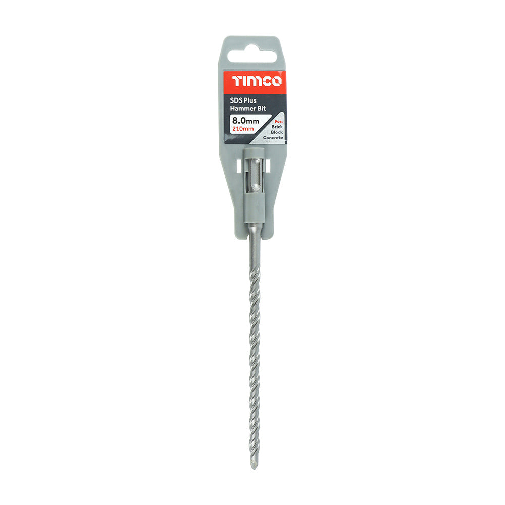8 x 210mm Timco SDS8210 SDS-plus Masonry Hammer Drill Bit, 150mm working length