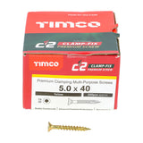5.0 x 40 Timco Countersunk TX25 Clamp Fix C2 Woodscrews Yellow 50040C2C