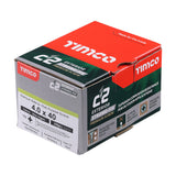 Timco 4.0 x 40 Countersunk Pozi Pz2, C2 Exterior Screws, Silver Organic