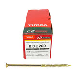 8.0 x 200 Timco Countersunk TX40 Clamp Fix C2 Woodscrews Yellow 80200C2C
