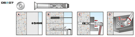12mm x 70mm / 20 (M10) Countersunk Head Socket Sleeve Anchor, Zinc Plated