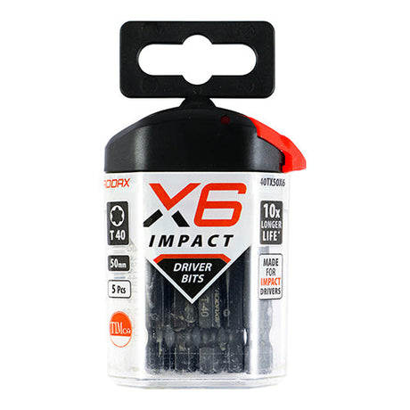 T40 x 50mm Addax X6 Impact Screwdriver Bit (Pack of 5) 40TX50X6
