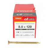 8.0 x 120 Timco Countersunk TX40 Clamp Fix C2 Woodscrews Yellow 80120C2C