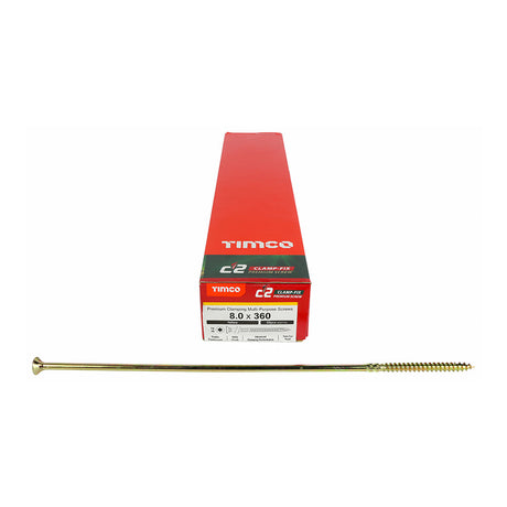 8.0 x 360 Timco Countersunk TX40 Clamp Fix C2 Woodscrews Yellow 80360C2C
