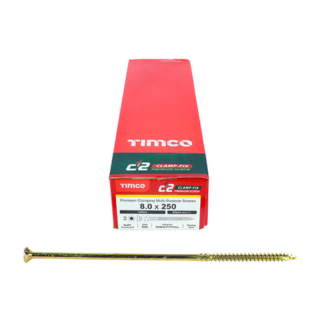 8.0 x 250 Timco Countersunk TX40 Clamp Fix C2 Woodscrews Yellow 80250C2C
