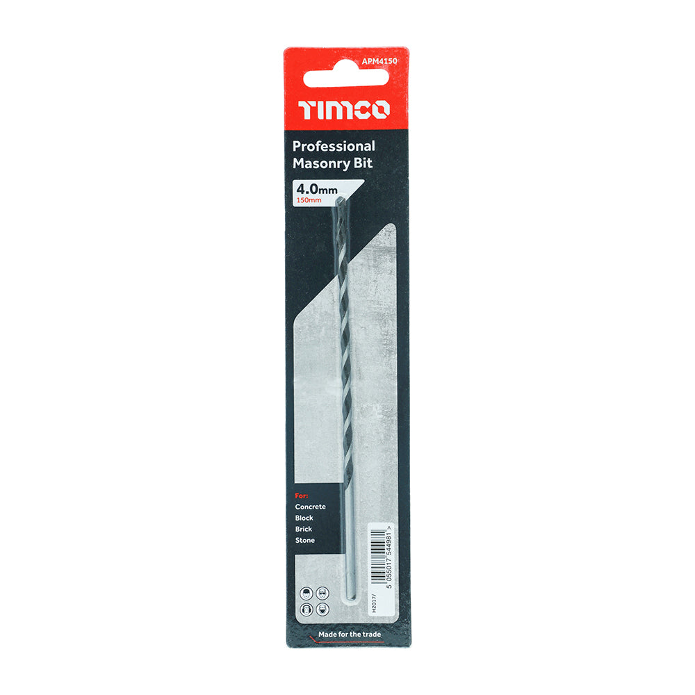Timco 4.0mm x 150mm Masonry Drill Bit APM4150