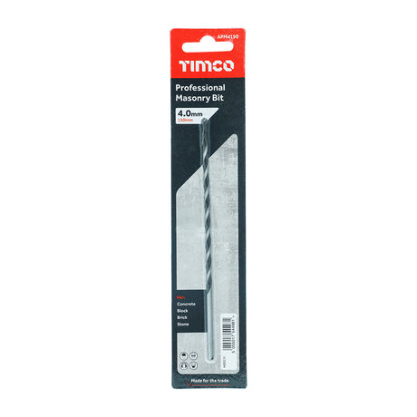 Timco 4.0mm x 150mm Masonry Drill Bit APM4150