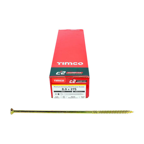 8.0 x 275 Timco Countersunk TX40 Clamp Fix C2 Woodscrews Yellow 80275C2C