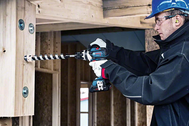Bosch GSB 18V-110C Robust Combi Brushless 2 x 5.0Ah Batteries with Charger & L-Boxx