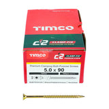 5.0 x 90 Timco Countersunk TX25 Clamp Fix C2 Woodscrews Yellow 50090C2C