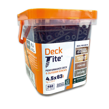 Deck-Tite 4.5 x 63mm Countersunk Pozi Woodscrew, Net Coat Green. Tub of 450
