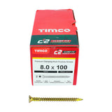 8.0 x 100 Timco Countersunk TX40 Clamp Fix C2 Woodscrews Yellow 80100C2C