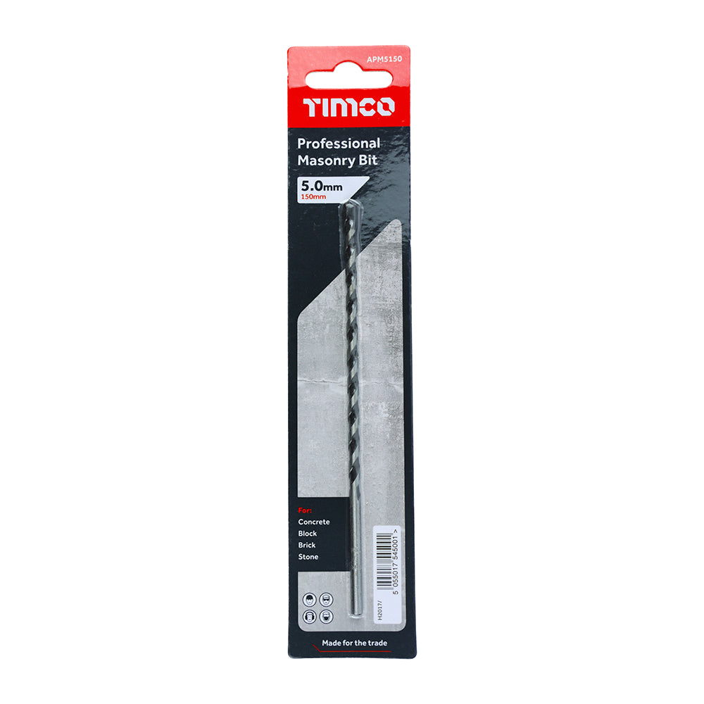 Timco 5.0mm x 150mm Masonry Drill Bit APM5150