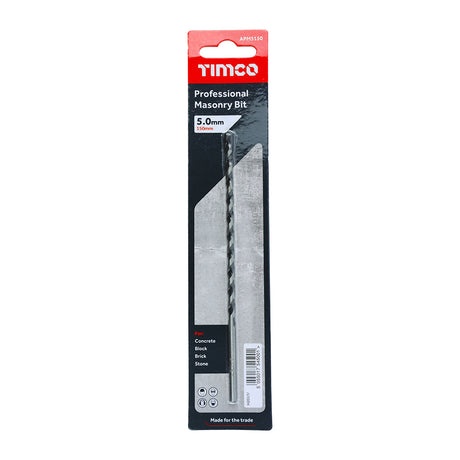 Timco 5.0mm x 150mm Masonry Drill Bit APM5150
