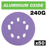Trend Aluminium Oxide 125mm Random Orbit 240 Grit Sanding Discs, AB/125/240A/B, Pack of 50