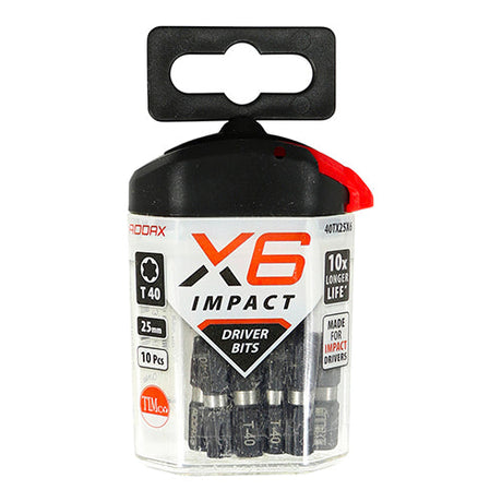 T40 X 25mm Addax X6 Impact Screwdriver Bit (Pack of 10) 40TX25X6
