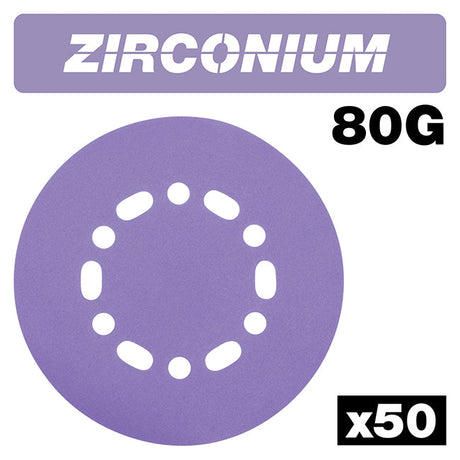 Trend Zirconium 150mm Random Orbit 80 Grit Sanding Discs, AB/150/80Z/B, Pack of 50