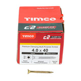 4.0 x 40 Timco Countersunk TX20 Clamp Fix C2 Woodscrews Yellow 40040C2C