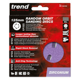 Trend 125mm Zirconium Random Orbit 60 Grit Sanding Disc, AB/125/60Z, Pack of 10