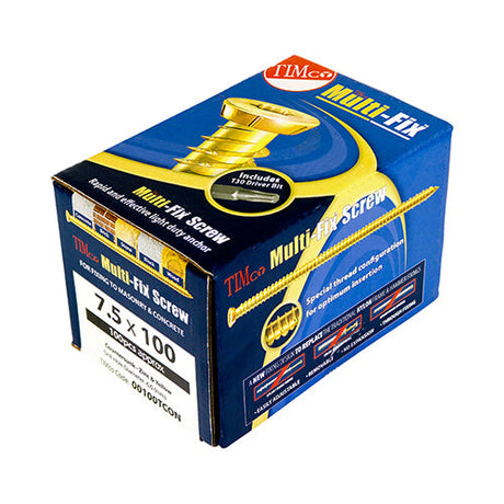 7.5 x 150mm Timco Multi-Fix Concrete Screw, Zinc and Yellow, 00150TCON