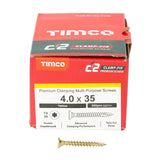 4.0 x 35 Timco Countersunk TX20 Clamp Fix C2 Woodscrews Yellow 40035C2C