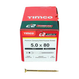 5.0 x 80 Timco Countersunk TX25 Clamp Fix C2 Woodscrews Yellow 50080C2C