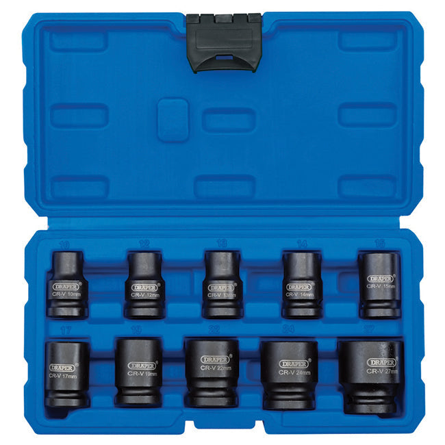 Draper 97777 D20 20V Brushless 1/2" Mid-Torque 400 Nm Impact Wrench, 2 x 3Ah Batteries + FREE 10 Piece Socket Set!