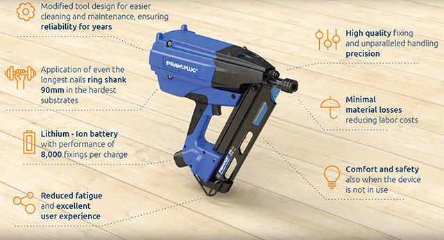 Rawlplug R-WW90II Gas Powered Framing Nailer with 2 x Batteries