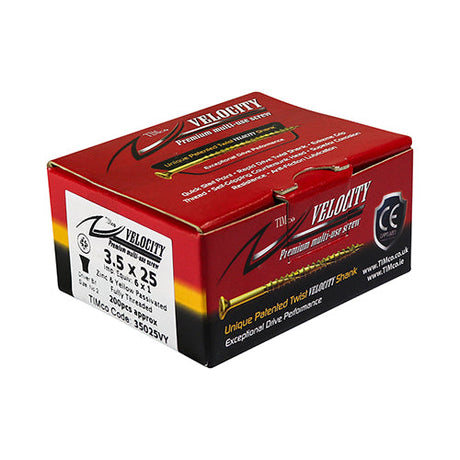 6.0 x 40 (12 x 1" 1/2) Timco Velocity Premium Countersunk Pozi Pz3, Woodscrew, Steel Zinc Yellow Finish, 60040VY