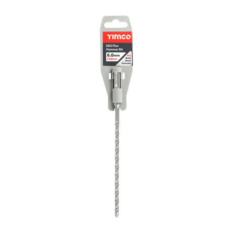 6 x 210mm Timco SDS6210 SDS-plus Masonry Hammer Drill Bits, 140mm working length