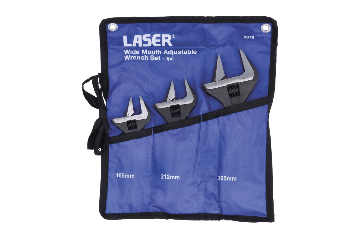 Laser 3 Piece Wide Mouth Adjustable Wrench Set