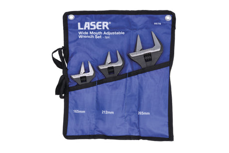 Laser 3 Piece Wide Mouth Adjustable Wrench Set
