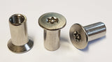 M6 x 20 Resistorx Countersunk Head 6 Lobe Pin Barrel Nut, TX-30H Stainless Steel A2