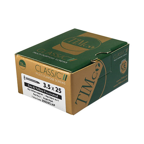 Timco 4.0 x 16mm (8 x 5/8) Countersunk Pozi Pz2, Classic Woodscrew, Steel Zinc / Yellow Plated, 40016CLAF