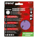Trend Aluminium Oxide 125mm Random Orbit 180 Grit Sanding Discs, AB/125/180A, Pack of 10