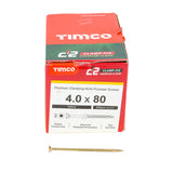 4.0 x 80 Timco Countersunk TX20 Clamp Fix C2 Woodscrews Yellow 40080C2C