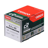 Timco 5.0 x 60 Countersunk Pozi Pz2, C2 Exterior Screws, Silver Organic
