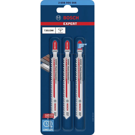 Bosch T301CHM 117mm Jigsaw Blades Special for Synthetics pack of 3 P/No 2 608 633 164