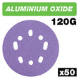 Trend Aluminium Oxide 125mm Random Orbit 120 Grit Sanding Discs, AB/125/120G, Pack of 50
