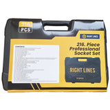 Right Lines 216 Piece Professional Socket Set (1/4", 3/8", 1/2" Square Drive) RL216SET
