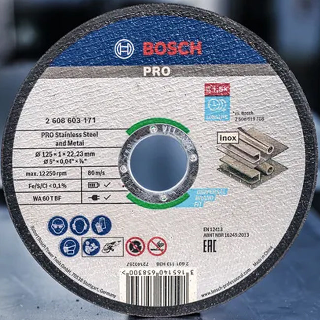 Bosch 115mm x 1mm Pro Stainless Steel & Metal INOX Cutting Discs (Bucket of 100) 2608626112