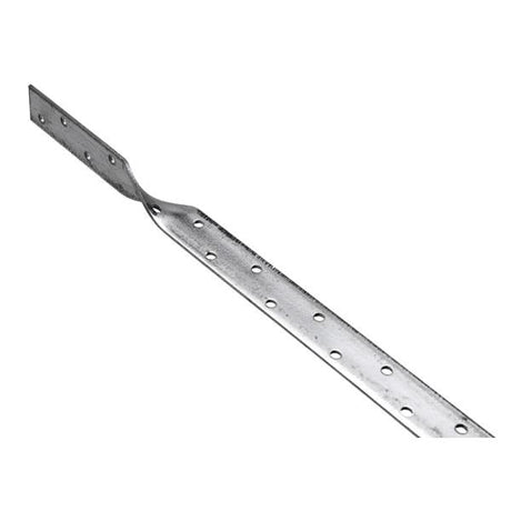28mm x 2.5mm x 600mm Twisted Once At 100mm Galvanised Builders Restraint Strap, 6mm Holes