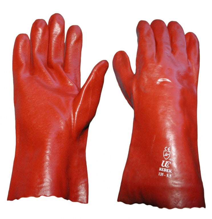 PVC Red Gauntlets 350mm Size XL (1 Pair)