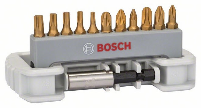Bosch 12 Piece "max Grip" Screwdriver Bit Set PZ, PH, TX & Magnet Bit Holder 2 608 522 132